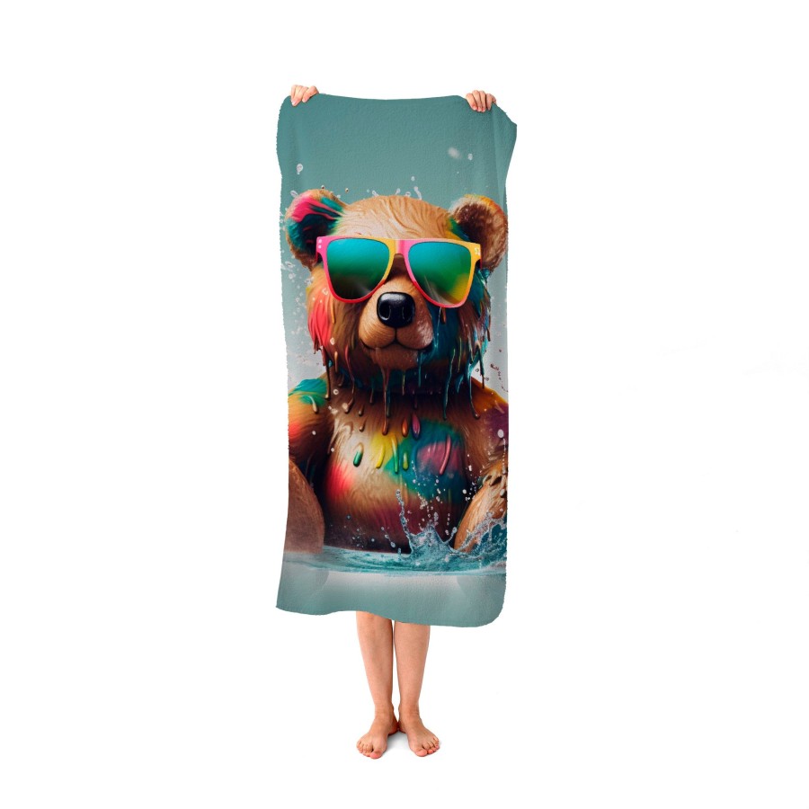 Click to view product details and reviews for Splashart Bear In Glasses Beach Towel.