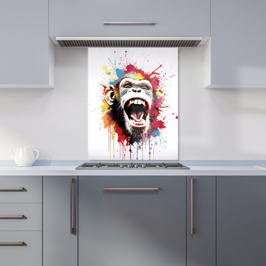 Click to view product details and reviews for Coloured Splashart Crazy Monkey Face Kitchen Splashback W600mm X H750mm.