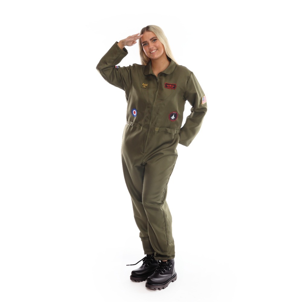 Ladies Tank Rebel Costume | 9 Pcs | Jumpsuit, Vest, Hat, Goggles, Gloves, Belt, Fake Cigarettes & Lip Sticks