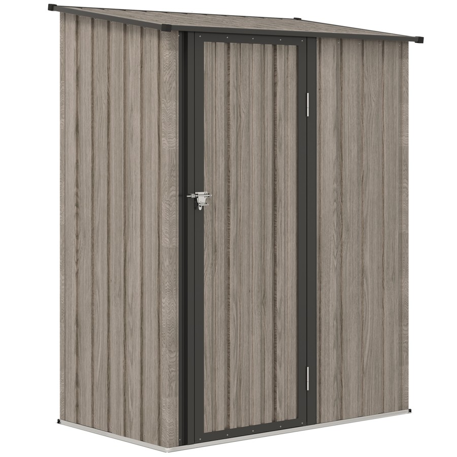 Click to view product details and reviews for Outsunny 5ft X 3ft Metal Garden Storage Shed Outdoor Tool Shed With Sloped Roof Lockable Door For Tools Equipment Light Grey.