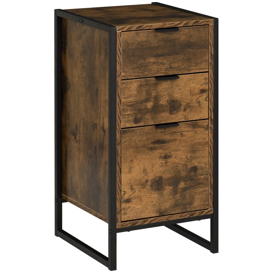 Click to view product details and reviews for Homcom Industrial 3 Drawer Cabinet Sideboard Storage Organizer Metal Frame Brown.