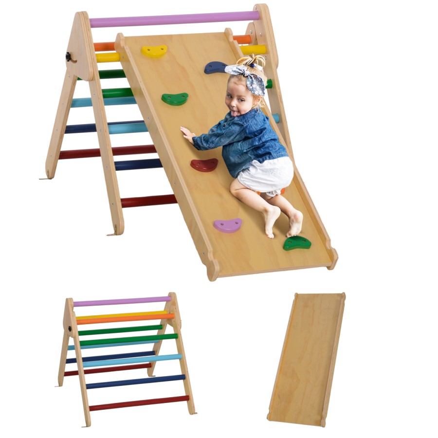 AIYAPLAY Toddler Climbing Frame, Wooden Indoor Pikler Triangle Set