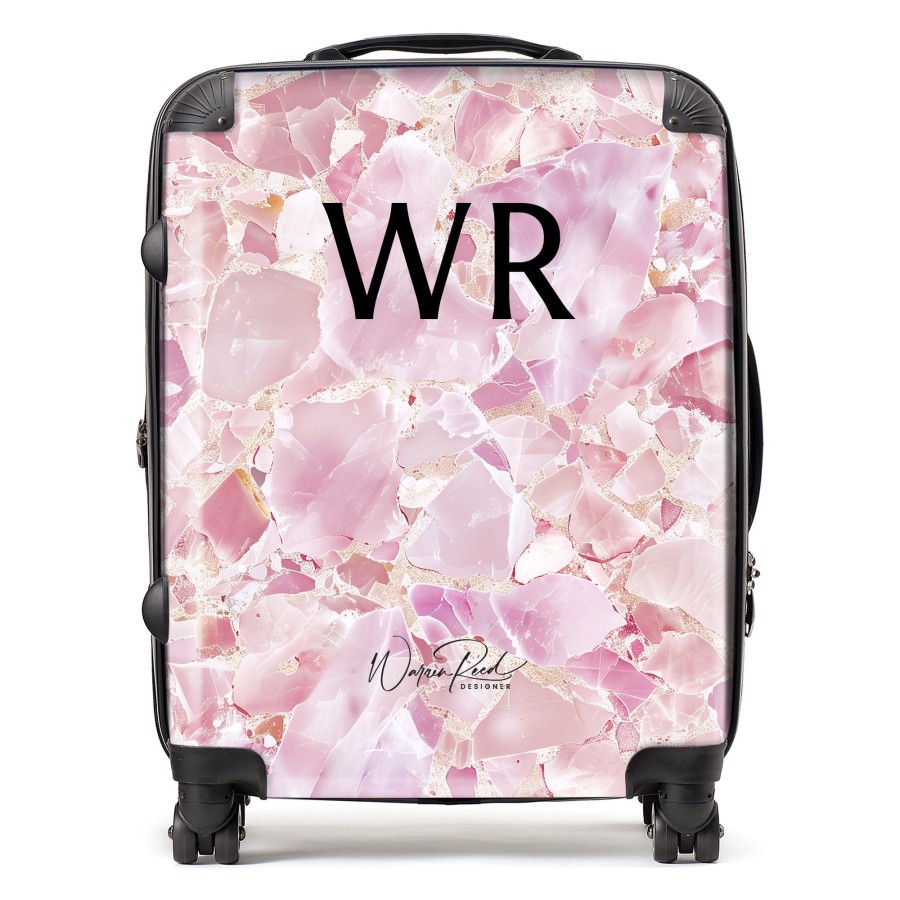 Click to view product details and reviews for Wr01101 Personalised Light Pink Quartz Effect Initial Suitcase Cabin.