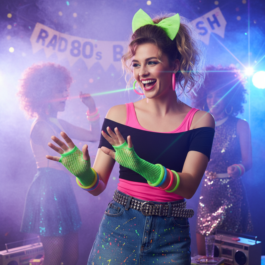 Click to view product details and reviews for Wicked Costumes Womens 80s Neon Green Long Net Gloves.