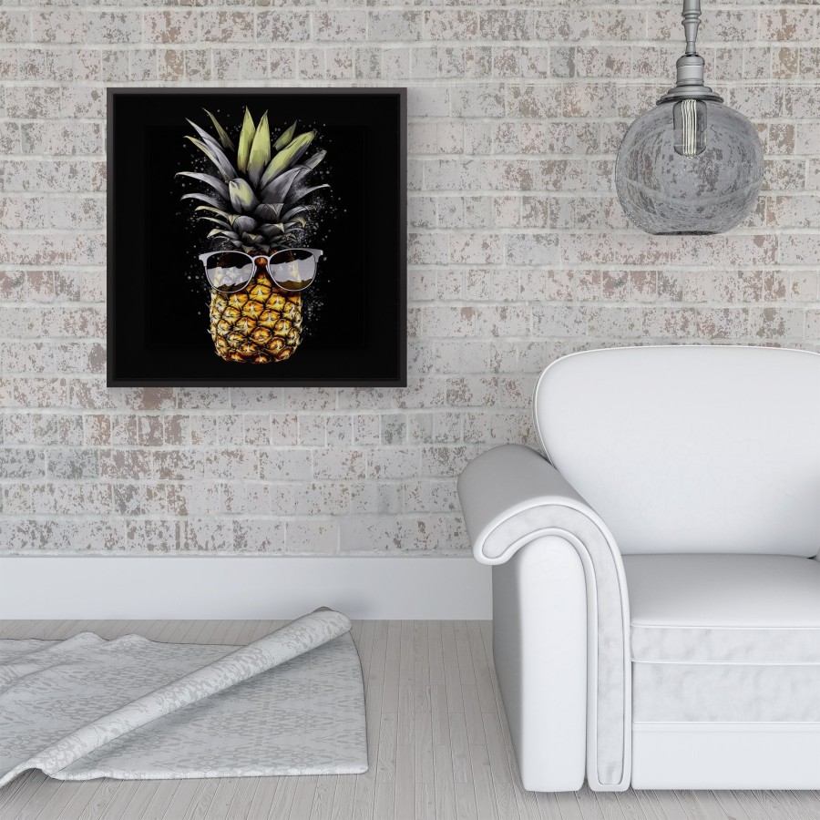 Click to view product details and reviews for Splashart Pineapple In Glasses Framed Canvas 16 X 16 Black.