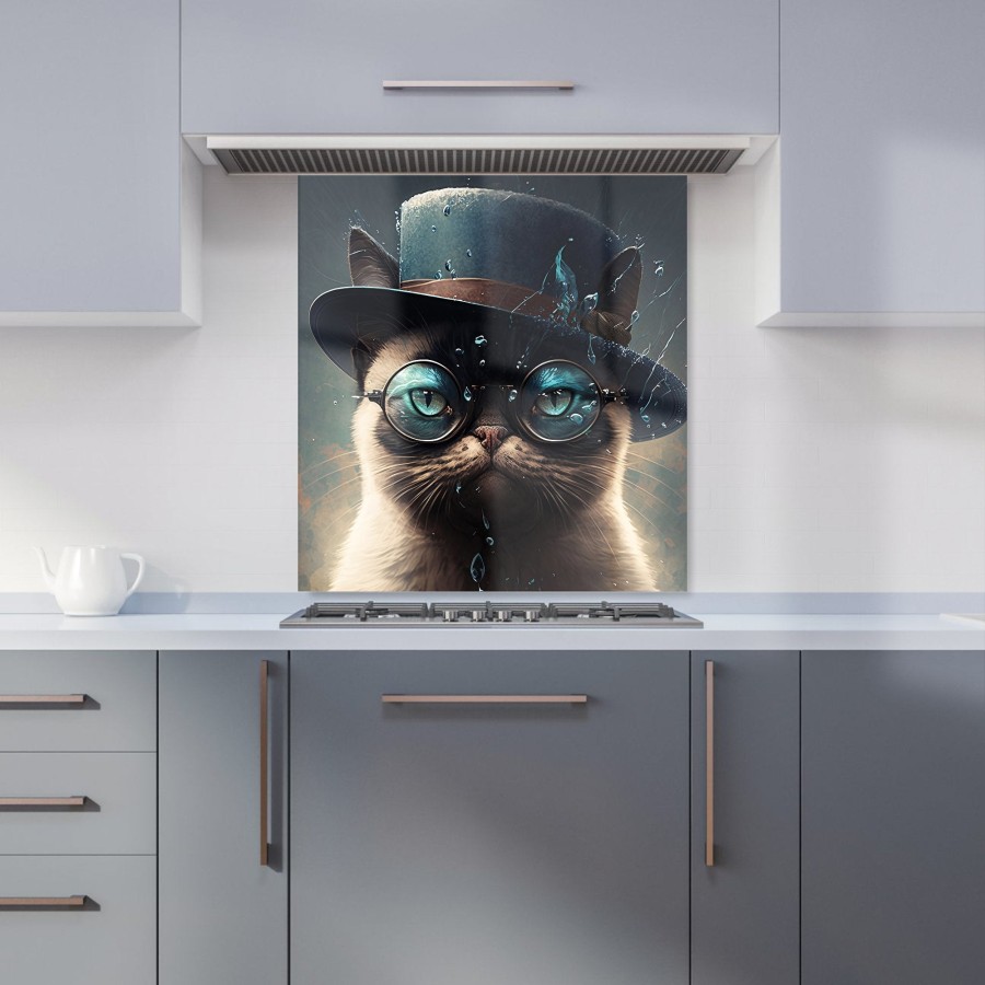 Click to view product details and reviews for Siamese Cat With Glasses Splashart Kitchen Splashback W700mm X H650mm.