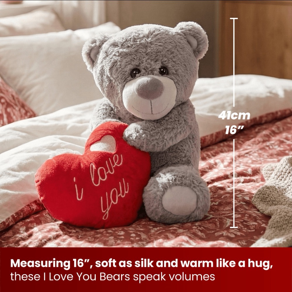 Valentines Day Hamper | 2 Pcs | Grey 'I Love you' Teddy & Rose