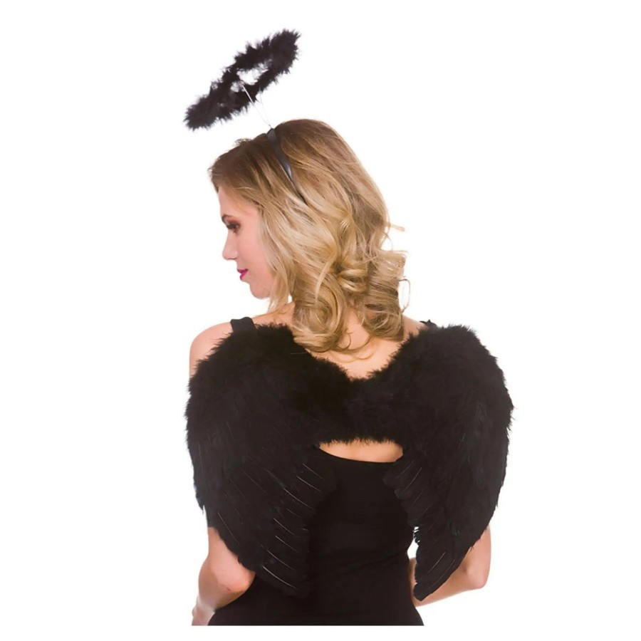 Click to view product details and reviews for Adults Feather Angel Wings Halo Devil Fancy Dress Black. Click to view product details and reviews for Adults Feather Angel Wings Halo Devil Fancy Dress Black.