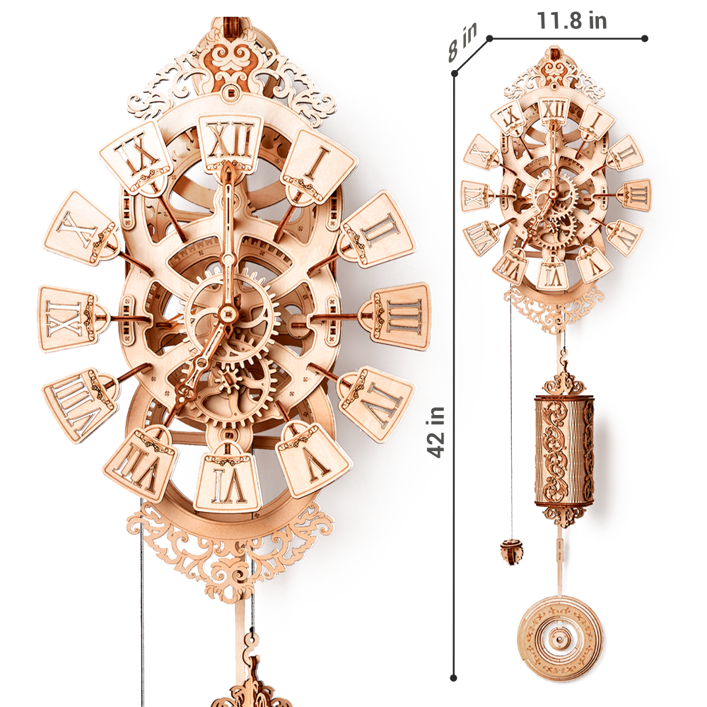 3D Wooden Model Self Assemble Building Puzzle Laser Cut Woodtrick - Pendulum Clock