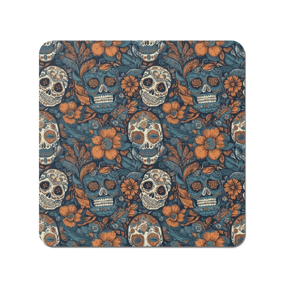 Dia De Los Muertos Skulls Pattern Coasters