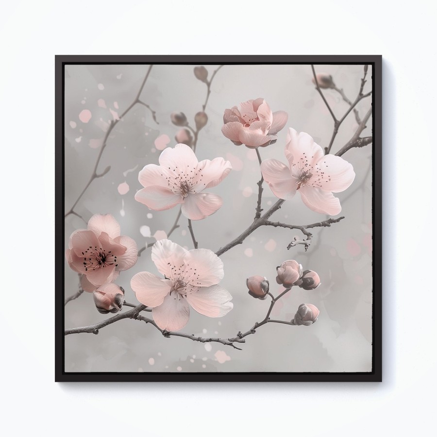 Click to view product details and reviews for Delicate Spring Blossom Framed Canvas 10 X 10 Black.