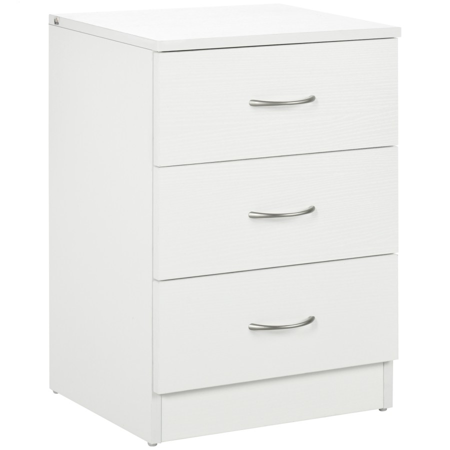 Click to view product details and reviews for Homcom Bedside Table With 3 Drawers Modern Wood Nightstand Side Table With Anti Tipping Design For Bedroom White.