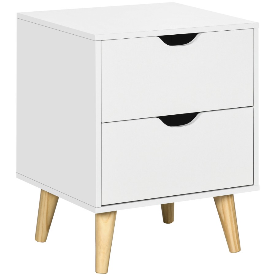 Click to view product details and reviews for Homcom Bedside Table Bedside Cabinet With 2 Drawers Side End Table With Pine Wood Legs For Bedroom Living Room White.