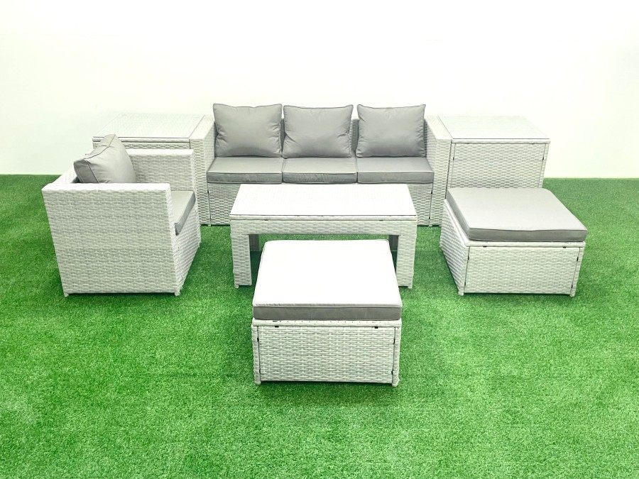 Click to view product details and reviews for Fimous Outdoor Rattan Garden Furniture Set With Grey Cushions Luxury 6 Seater With 2 Big Footstools And Coffee Table 2 Side Tables For Conservatory Pa. Click to view product details and reviews for Fimous Outdoor Rattan Garden Furniture Set With Grey Cushions Luxury 6 Seater With 2 Big Footstools And Coffee Table 2 Side Tables For Conservatory Pa.