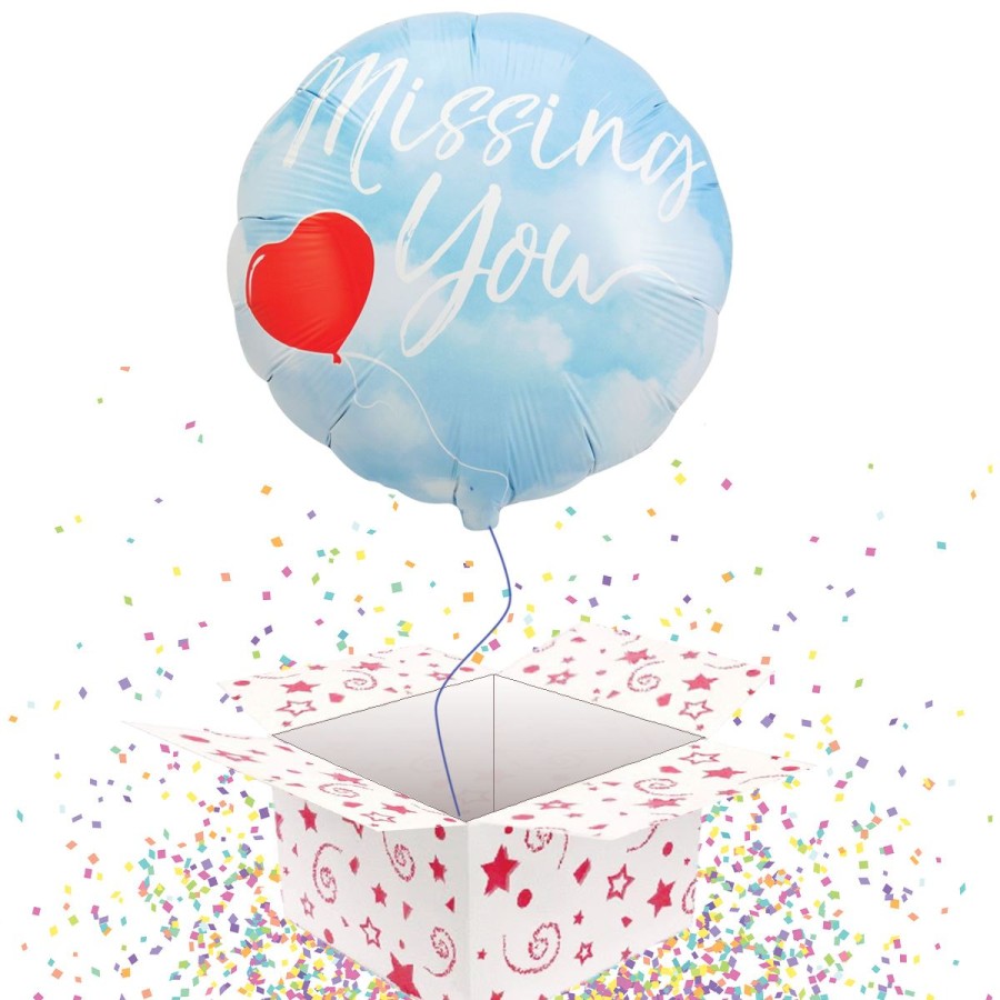Click to view product details and reviews for Missing You Blue Foil Balloon Balloon In A Box 45cm.