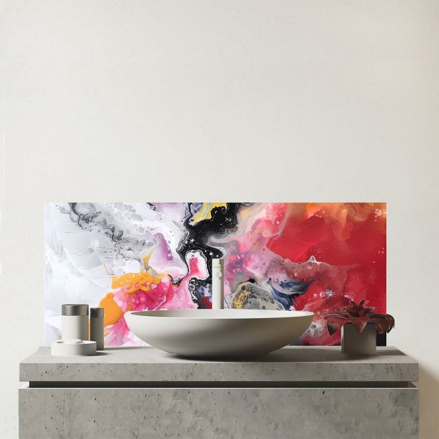 Click to view product details and reviews for Explosive Colour Cascade Glass Bathroom Splashback.