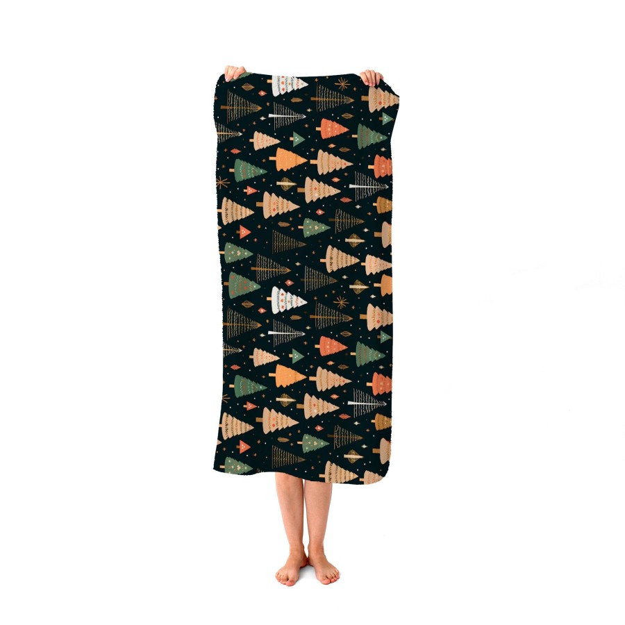 Boho Inspired Christmas Trees Beach Towel