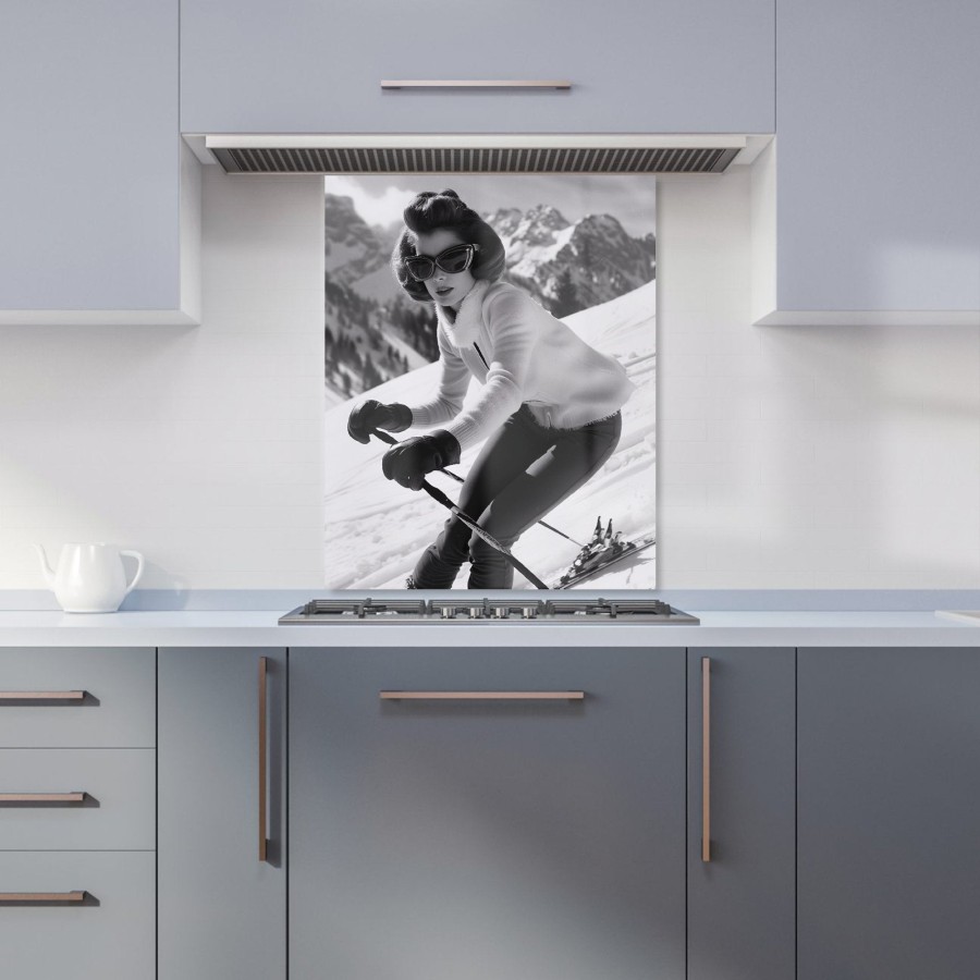 Click to view product details and reviews for Vintage Skiing Chic Kitchen Splashback W600mm X H750mm.
