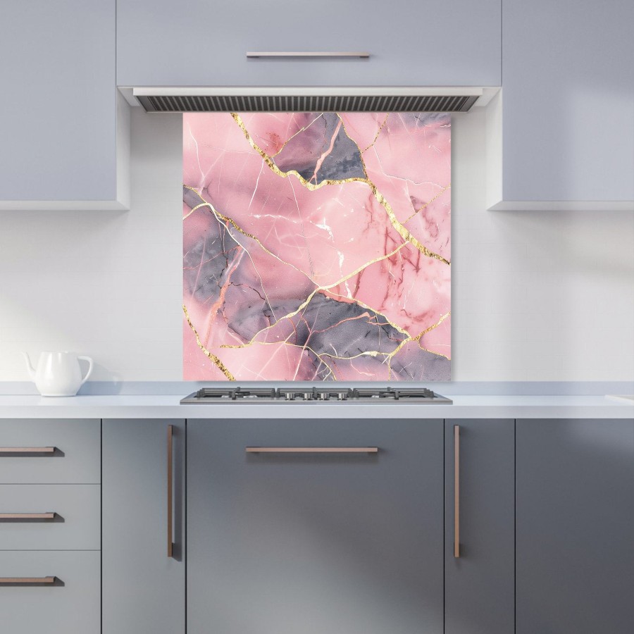 Click to view product details and reviews for Rose And Gold Marble Effect Kitchen Splashback W600mm X H600mm.
