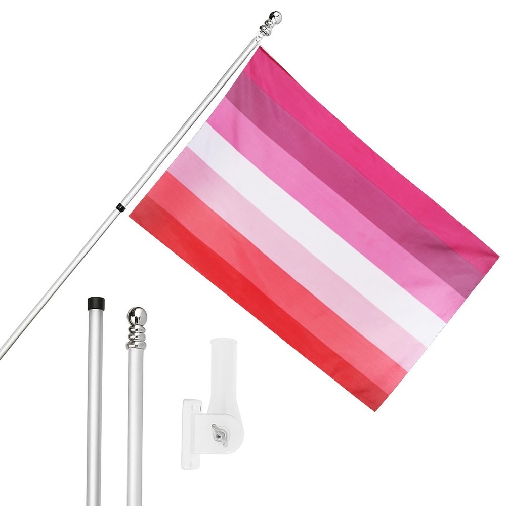 Click to view product details and reviews for Large 5ft X 3ft Lesbian Flag With 6ft Pole Wall Bracket.