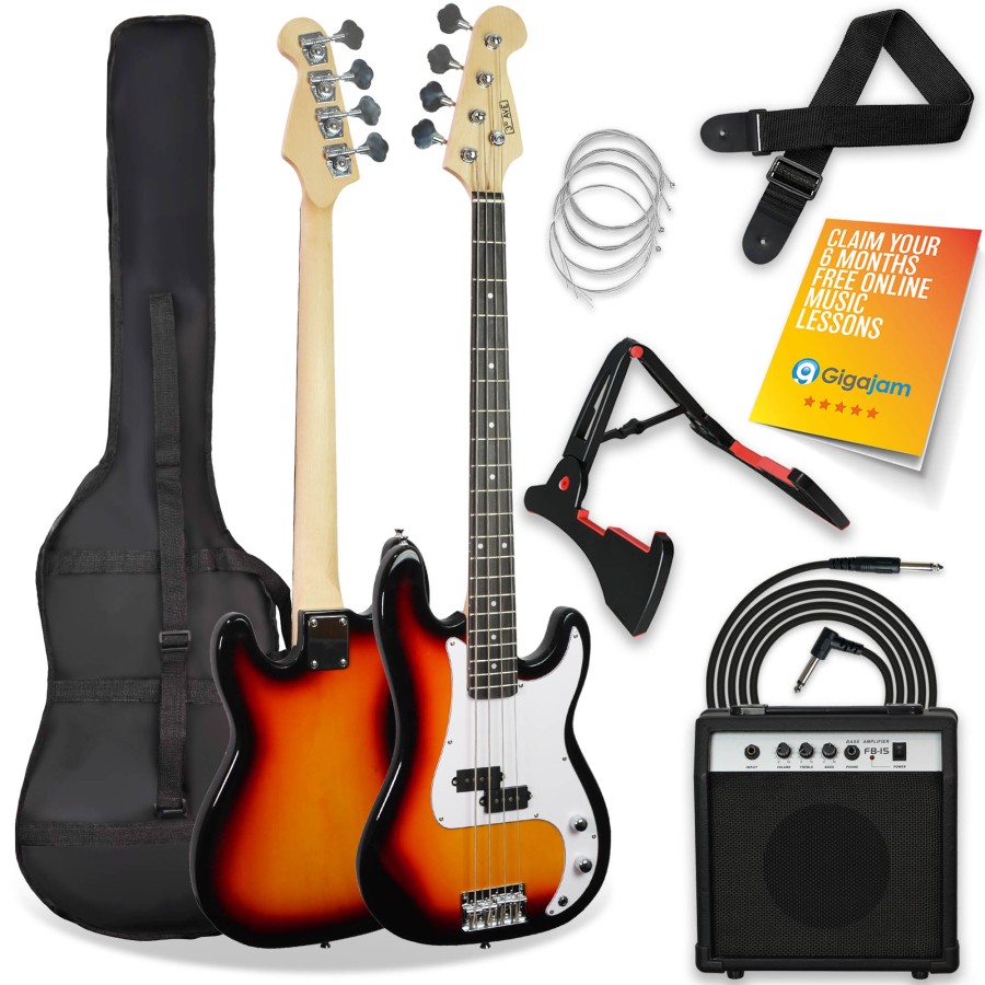 Click to view product details and reviews for 3rd Avenue Electric Bass Guitar Pack Sunburst With White.