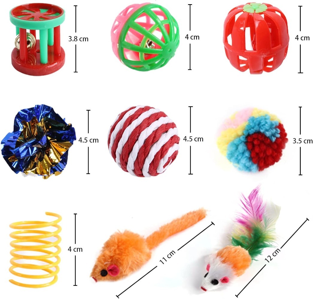 20 PCS Cat Toys Set with Tunnel, Feather Wand, Balls & Mice