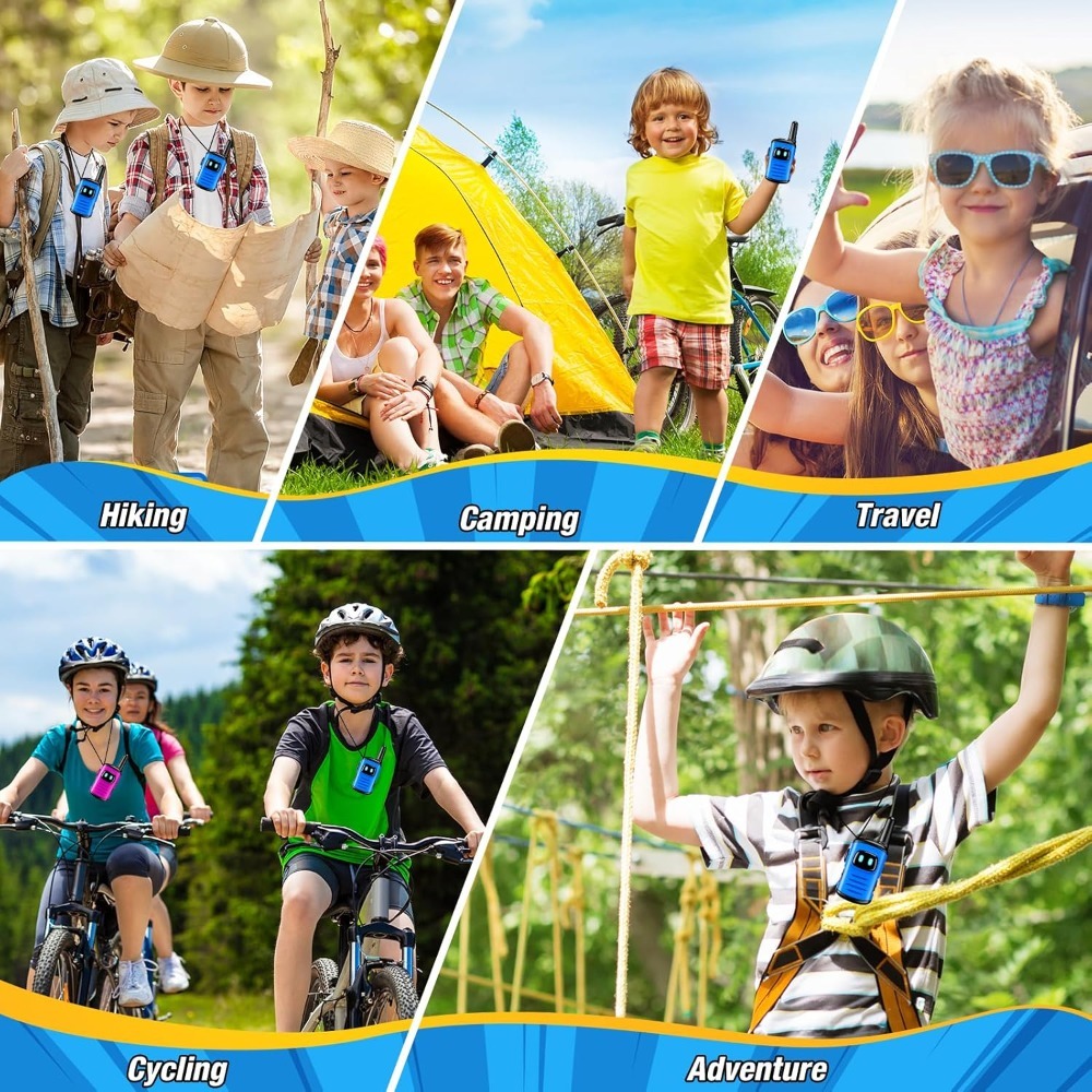 Blue Kids Walkie Talkies - Outdoor Adventure Toys for Ages 3-8, Lightweight