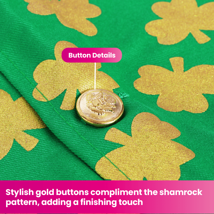 Irish Green Waistcoat & Shamrock Bow Tie