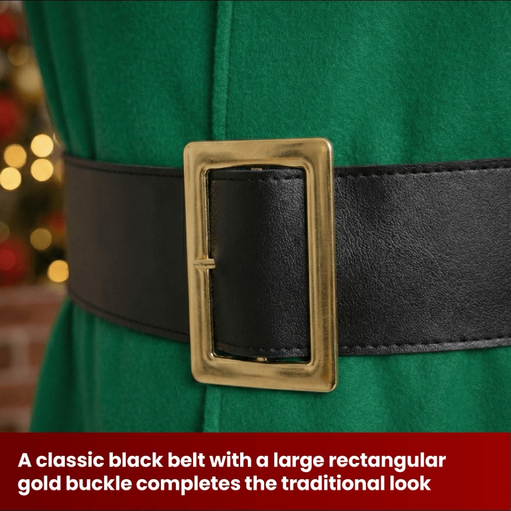 Adults Friendly Elf Costume | 4 Pcs | Jacket, Trousers, Belt & Hat