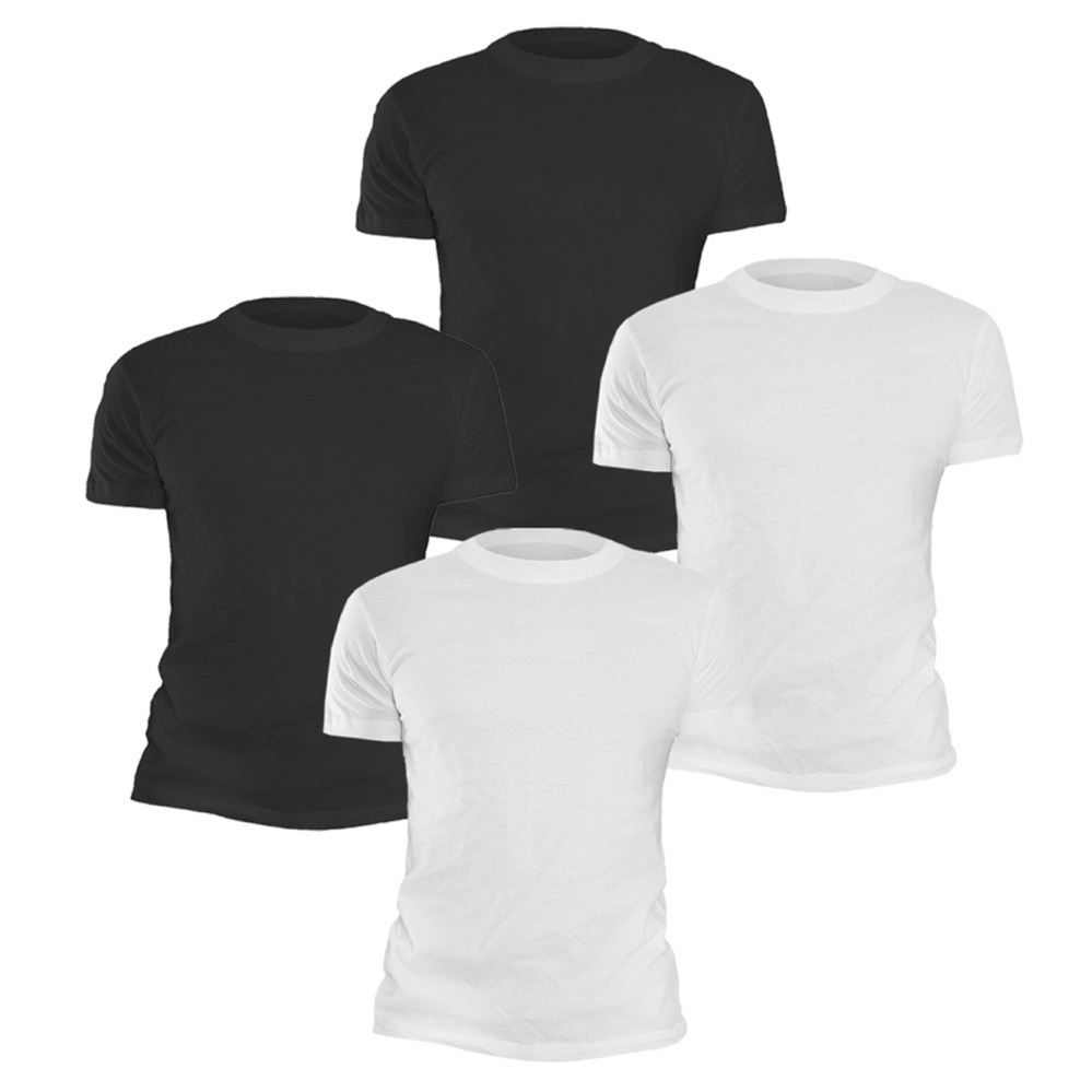 4 Pack Black & White Crew Neck T Shirts