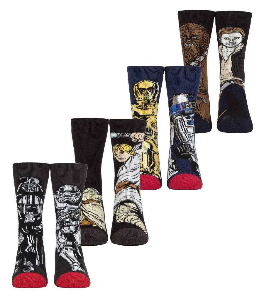 4 Pair Multipack Kids Winter Lite Star Wars Socks | Heat Holders | Thermal Thick Warm Novelty Fun Design Socks