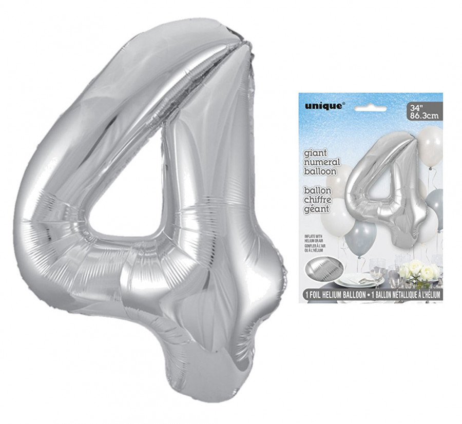 Click to view product details and reviews for 4 Silver Giant Numeral Balloon.