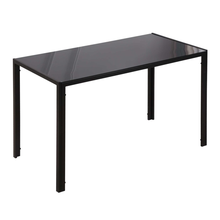 Click to view product details and reviews for Homcom Modern Rectangular 4 Seater Dining Table With Tempered Glass Top.