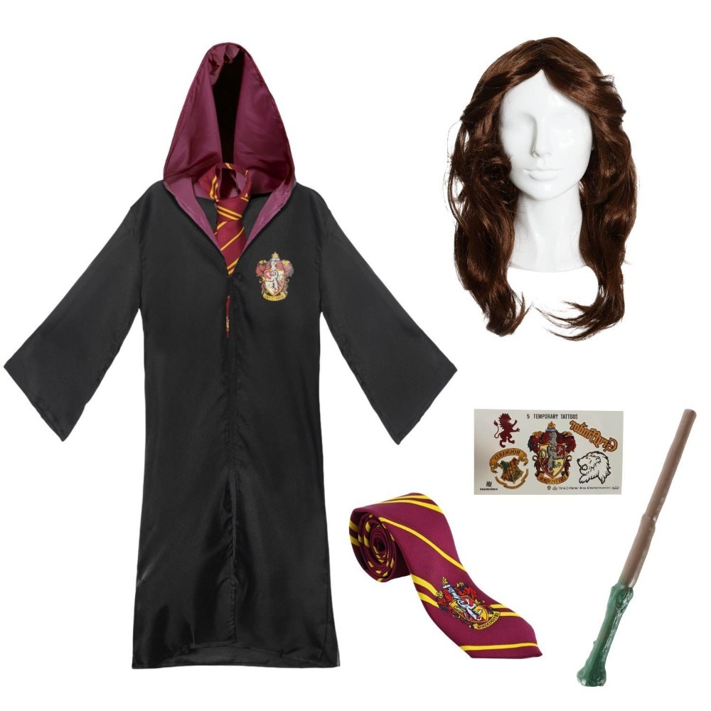Click to view product details and reviews for Adults Hermione Costume 5 Pcs Robe Tie Wig Wand Tattoos Large.