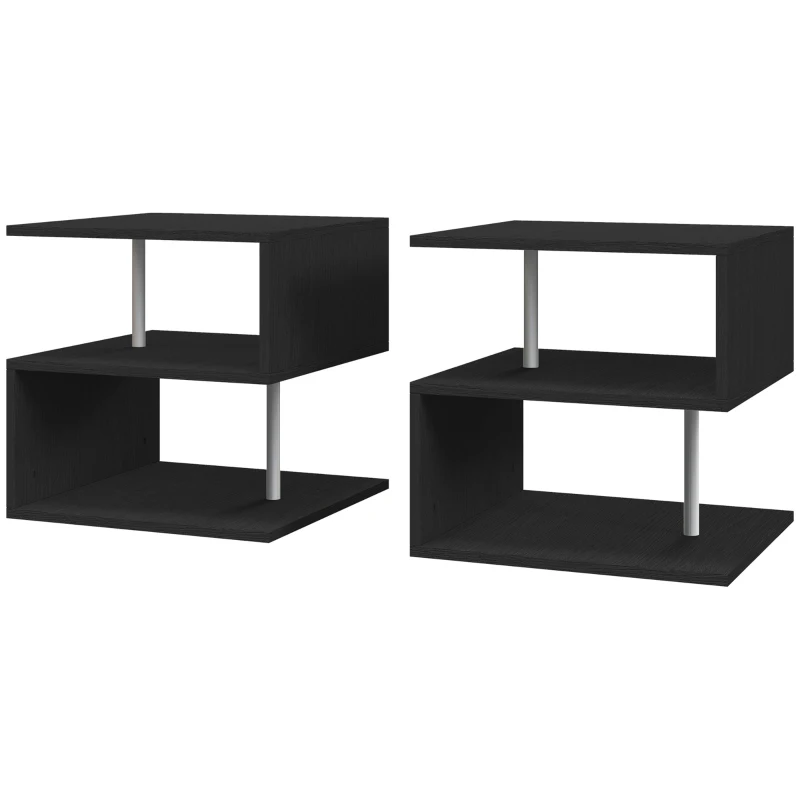 Click to view product details and reviews for S Shape Cube Coffee Table 2 Tier Storage Black Set Of 2 Versatile Organizer For Living Room Or Office Homcom.