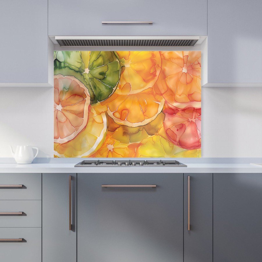 Click to view product details and reviews for Citrus Swirl Vibrant And Abstract Kitchen Splashback W595mm X H745mm.