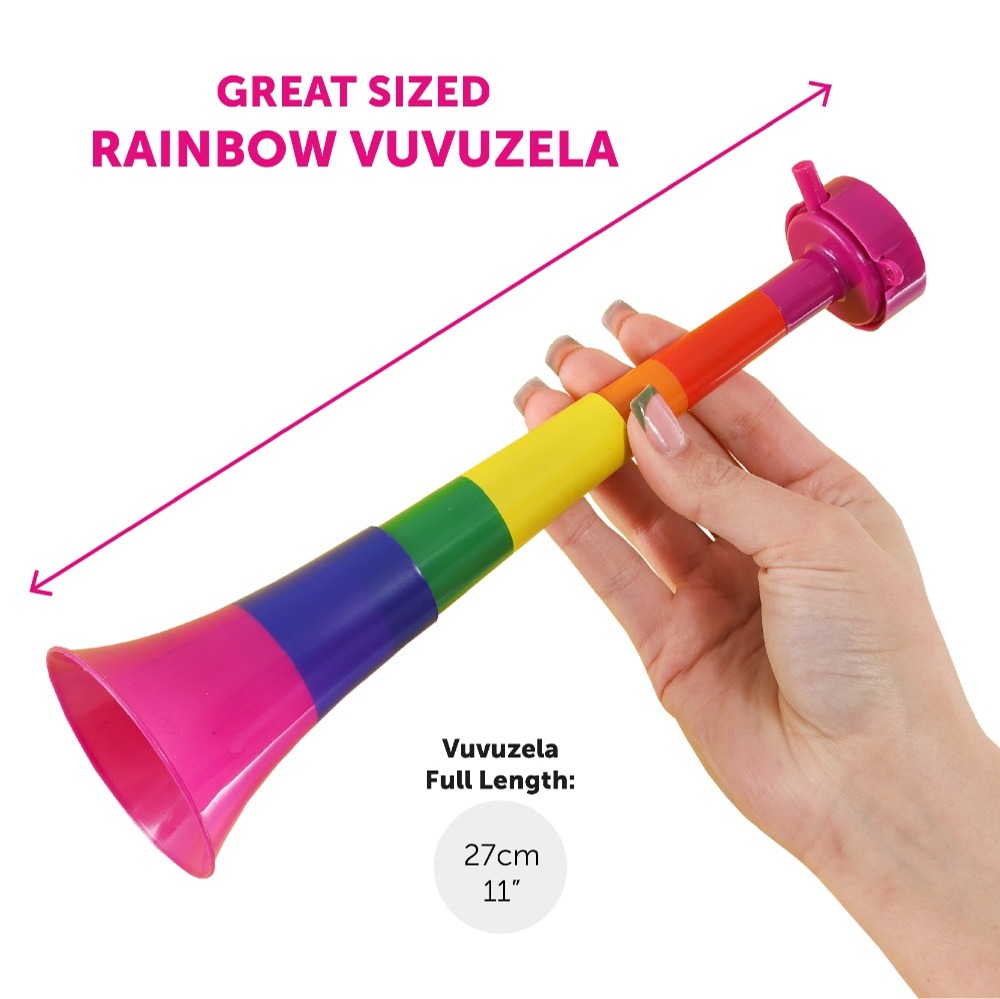 Rainbow Pride Cowboy Plastic Hat, Vuvuzela and Facepaint Stick Set