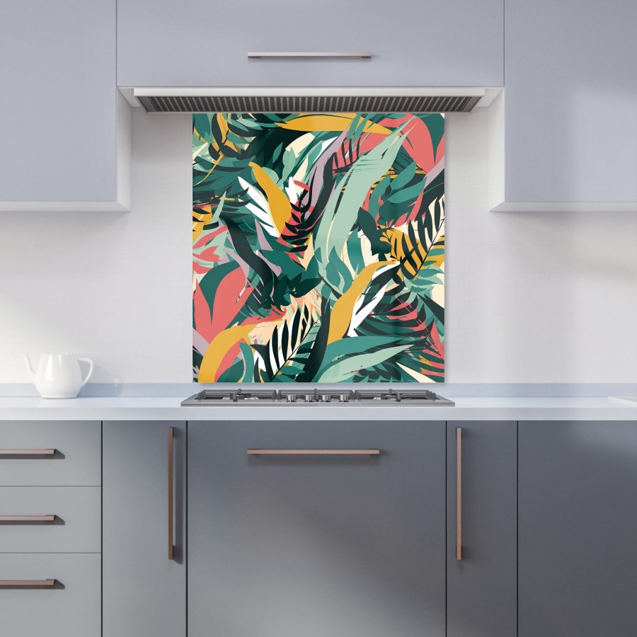 Click to view product details and reviews for Coloured Tropical Leaves Kitchen Splashback W700mm X H650mm.
