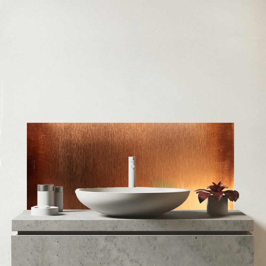 Click to view product details and reviews for Sheen Of Copper Glass Bathroom Splashback.