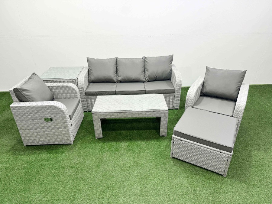 Click to view product details and reviews for Fimous Pe Rattan Garden Furniture Set Reclining Chair Sofa Lounge Sofa Set Rectangular Coffee Table Side Table Big Footstool Light Grey. Click to view product details and reviews for Fimous Pe Rattan Garden Furniture Set Reclining Chair Sofa Lounge Sofa Set Rectangular Coffee Table Side Table Big Footstool Light Grey.