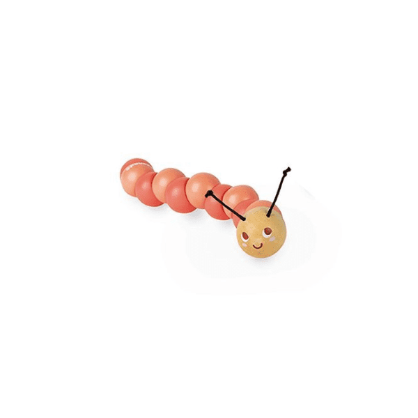 Click to view product details and reviews for Wiggly Caterpillar Wooden Jointed Clutching Toy Peach.