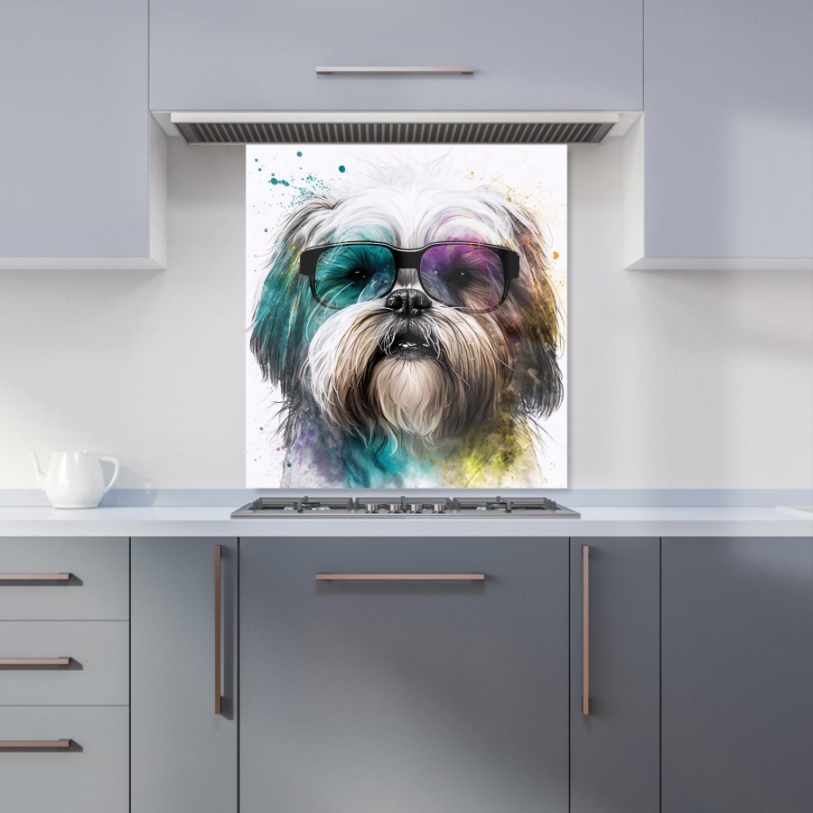 Click to view product details and reviews for Lhasa Apso Face Glasses Splashart Kitchen Splashback W700mm X H650mm.