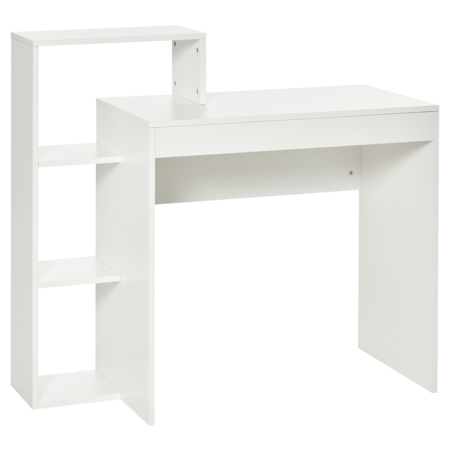 Click to view product details and reviews for Homcom Compact Computer Desk With Storage Writing Table Modern For Flat Office Bedroom W Storage Shelf Rack Integrated Bookcase White.