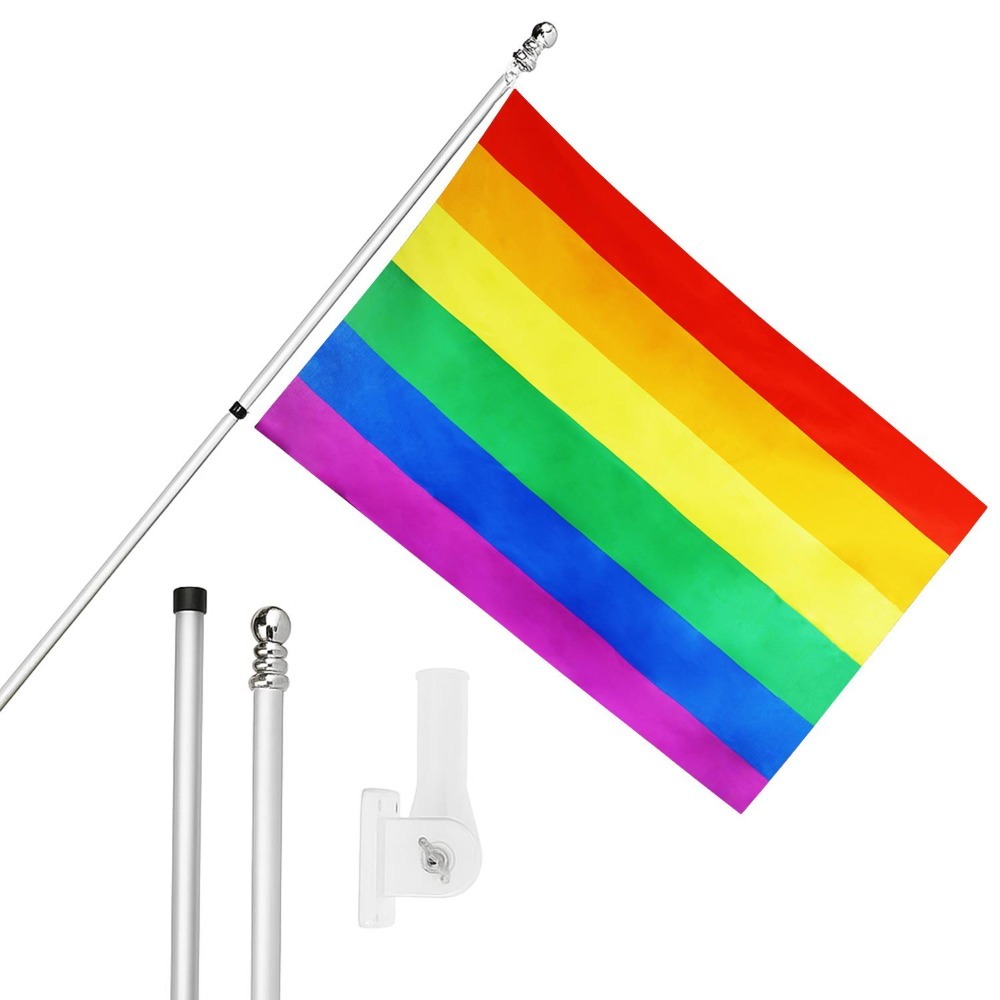 Click to view product details and reviews for Large 5ft X 3ft Rainbow Pride Flag With 6ft Pole Wall Bracket.