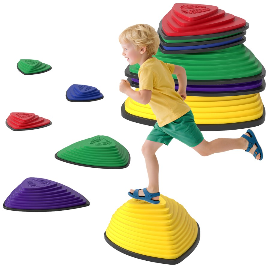 Click to view product details and reviews for Aiyaplay Stepping Stones For Kids 6 Pieces Balance Stones With Non Slip Wrapping Strips Outdoor Indoor Stackable Sensory Toys Obstacle Course For Ba.