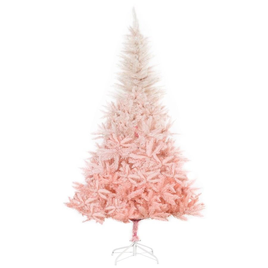 Click to view product details and reviews for Homcom 6ft Artificial Christmas Tree Holiday Home Decoration With Metal Stand Automatic Open White And Pink Realistic Design Faux W Stand Quick Set.