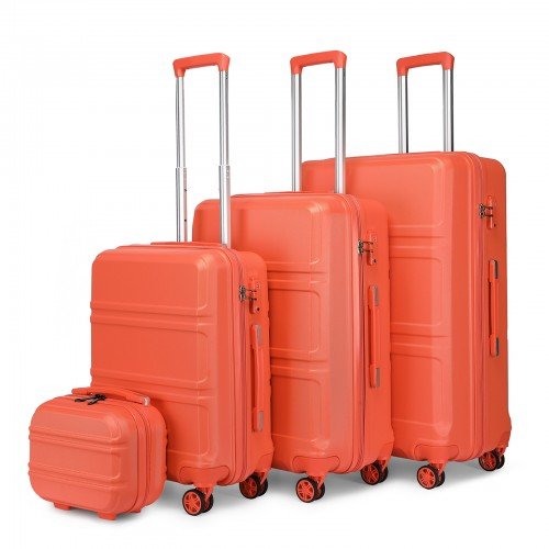 Click to view product details and reviews for K1871 1l Kono Abs Sculpted Horizontal Design 4 Pcs Suitcase Set With Vanity Case Coral.