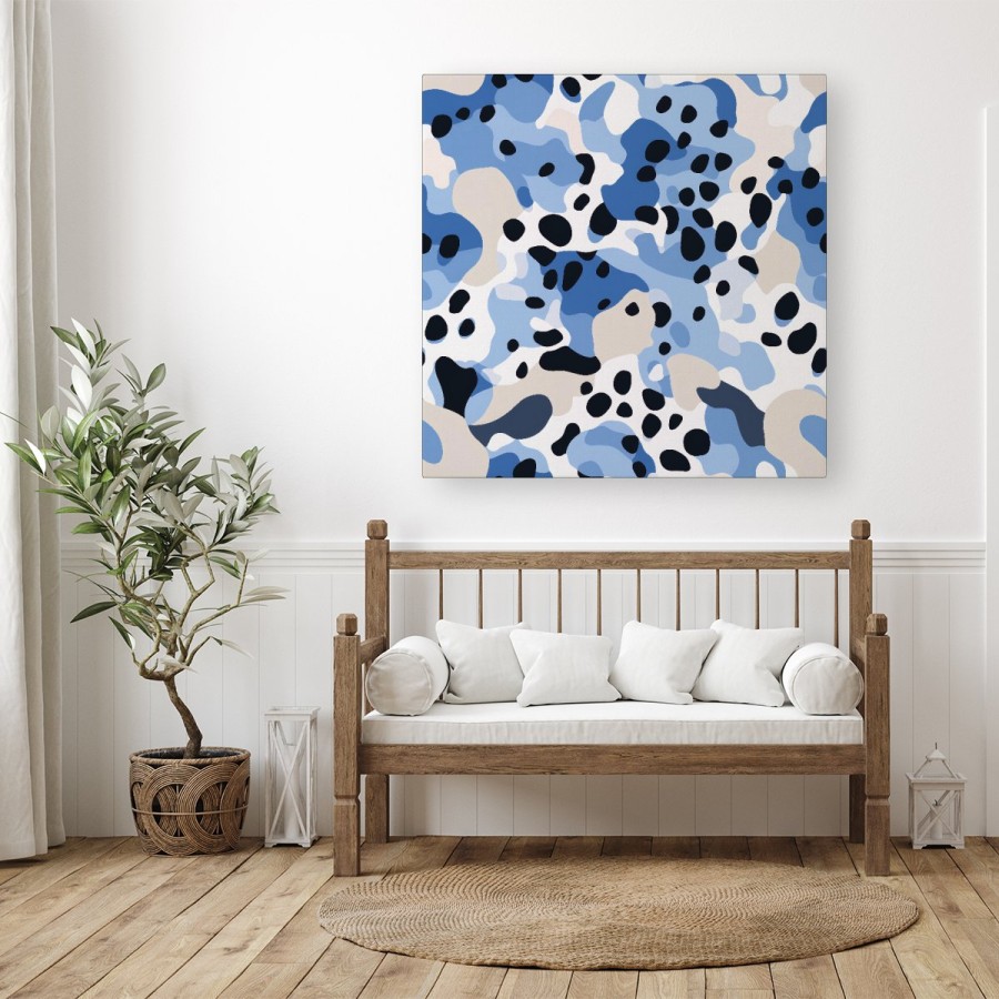 Click to view product details and reviews for Blue Camouflage Pattern Canvas Medium 16 X 16.