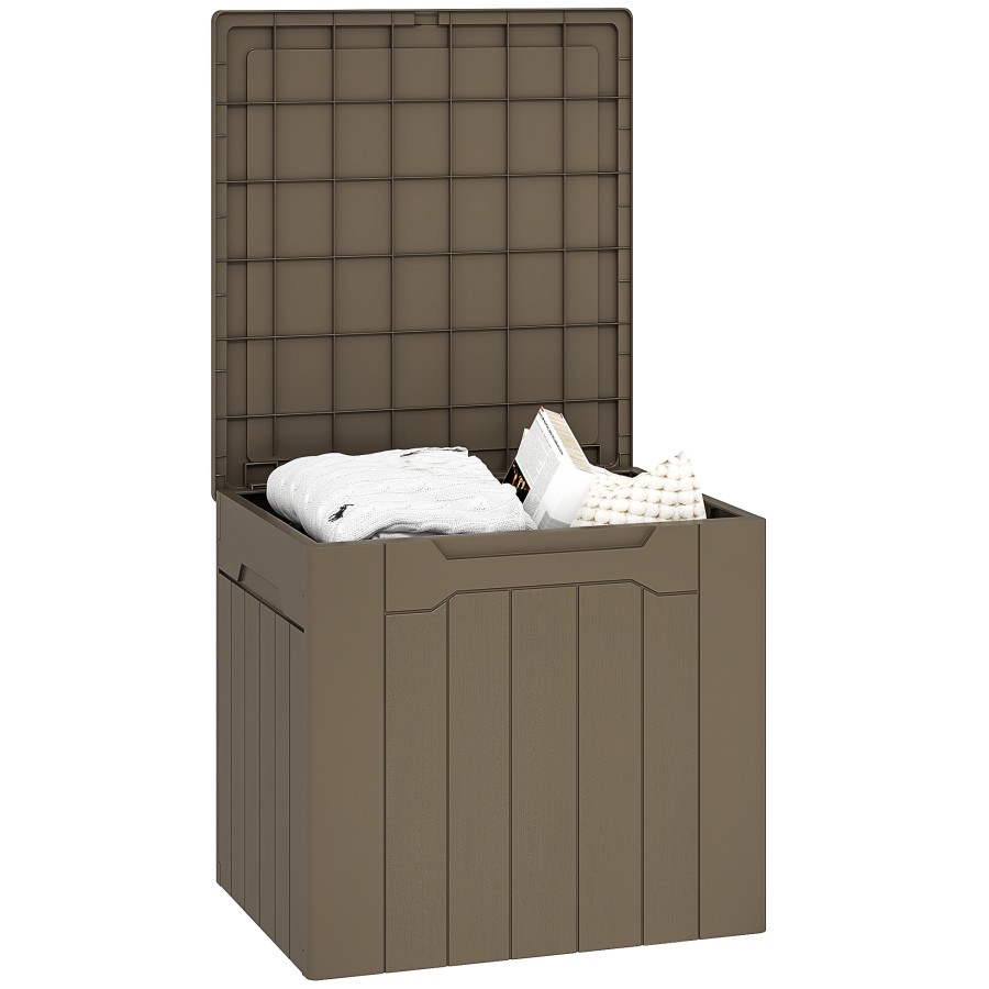 Click to view product details and reviews for Homcom Plastic Storage Chest With Lock Hole 107 L Large Storage Box With Lid And Side Handles Portable Storage Trunk For Living Room Bedroom Hallw.