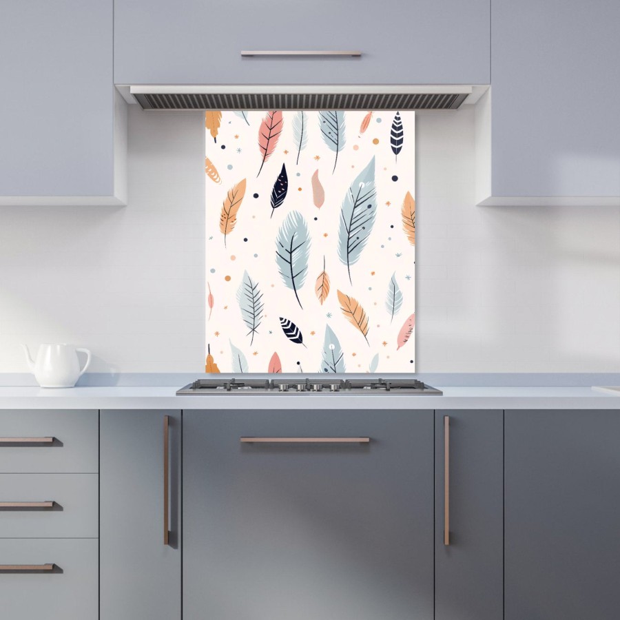 Click to view product details and reviews for Pastel Feather Pattern Kitchen Splashback W600mm X H750mm.